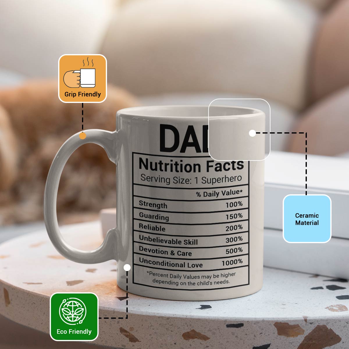 Dad Nutrition Facts Coffee Mug Gift For Father's Day 4