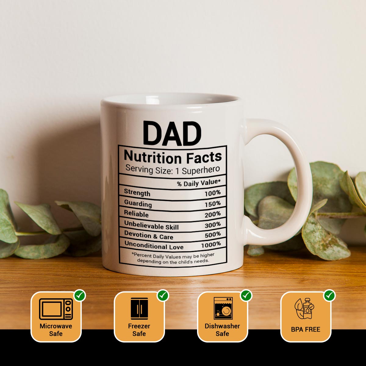 Dad Nutrition Facts Coffee Mug Gift For Father's Day 3