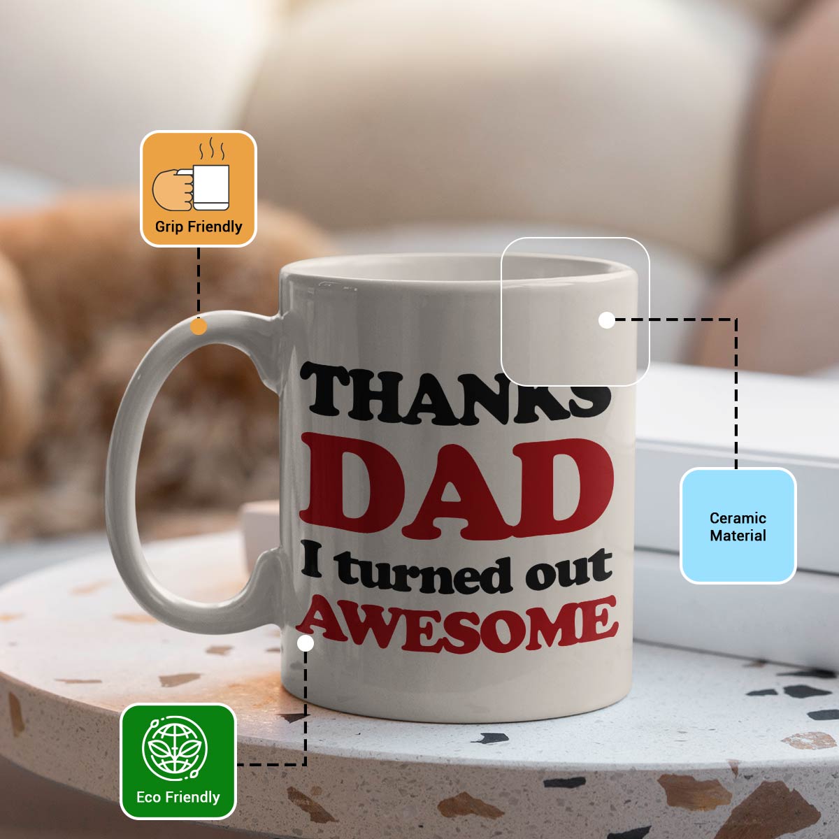 Thanks Dad Coffee Mug Gift For Father's Day 4