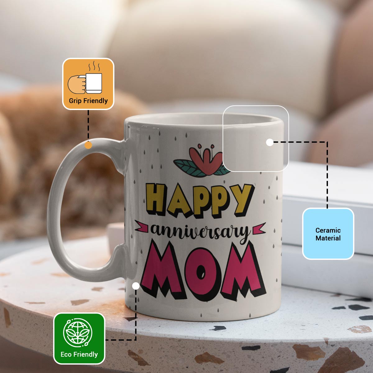 Set of 2 Best Mom & Dad Anniversary Coffee Mugs-4