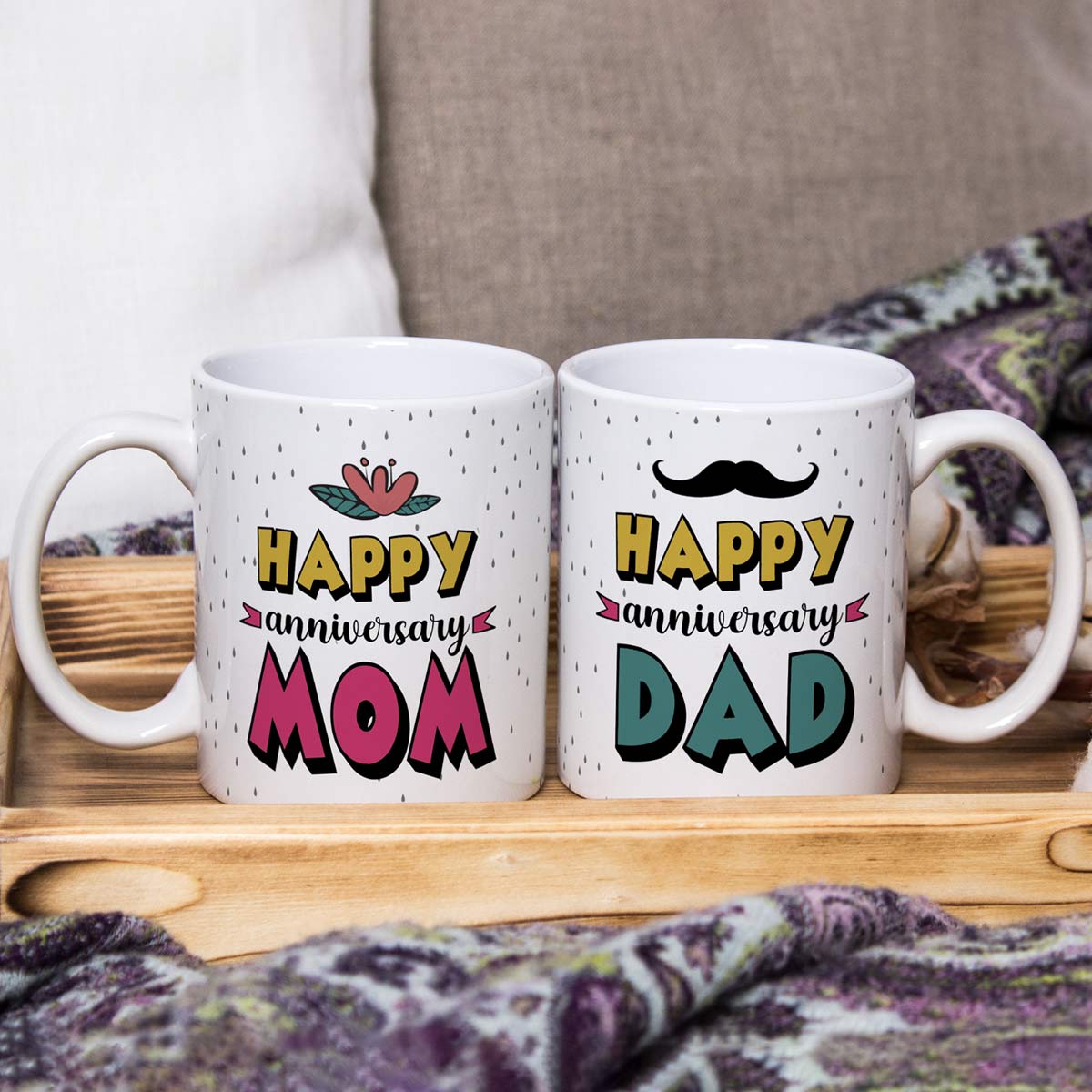 Set of 2 Best Mom & Dad Anniversary Coffee Mugs-1