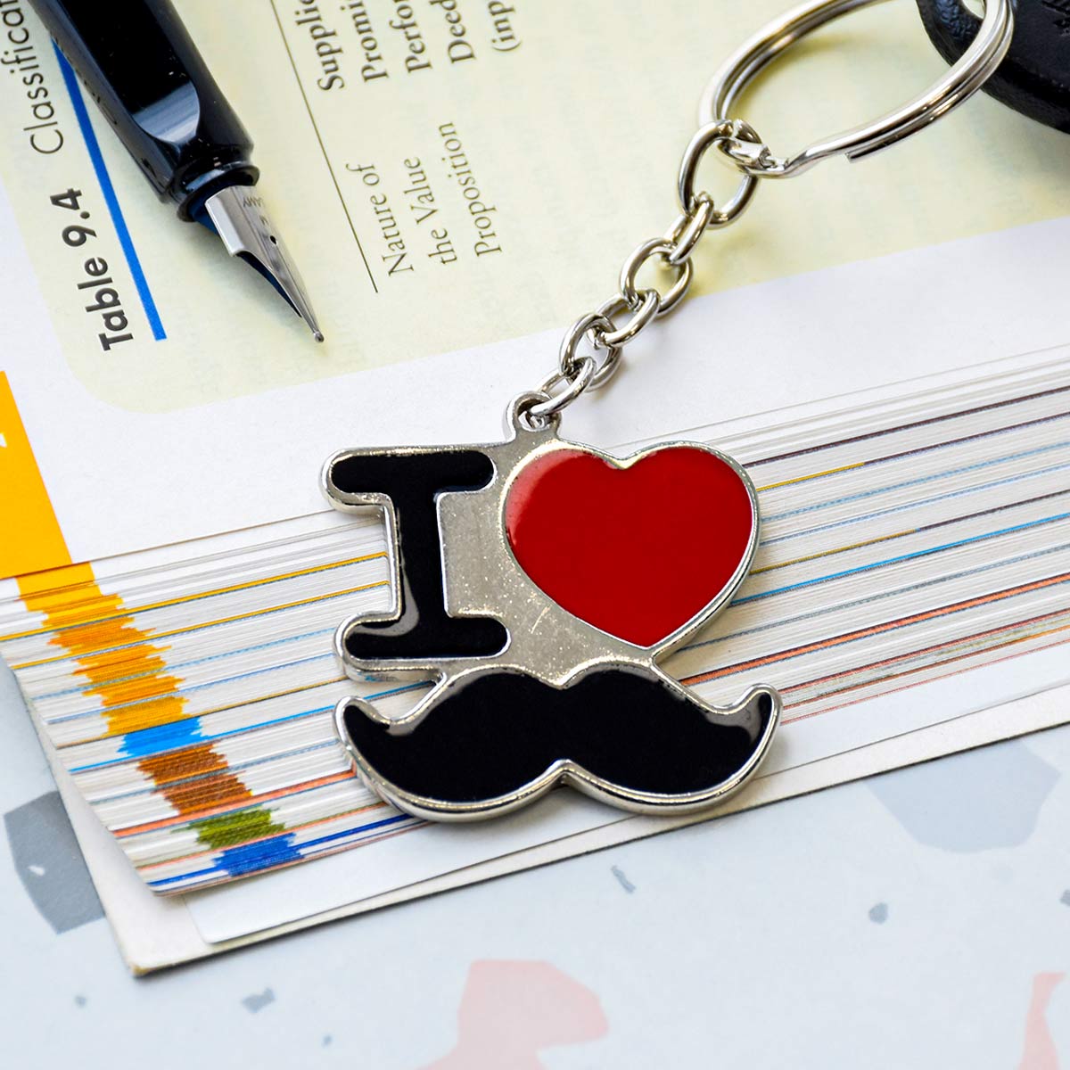 I Heart Moustache Keychain