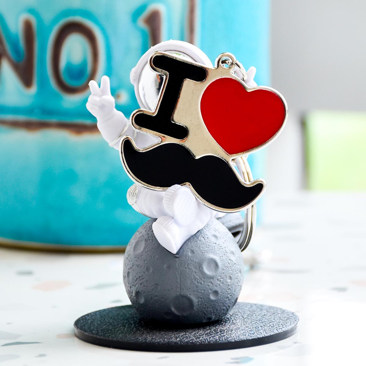 I Heart Moustache Keychain