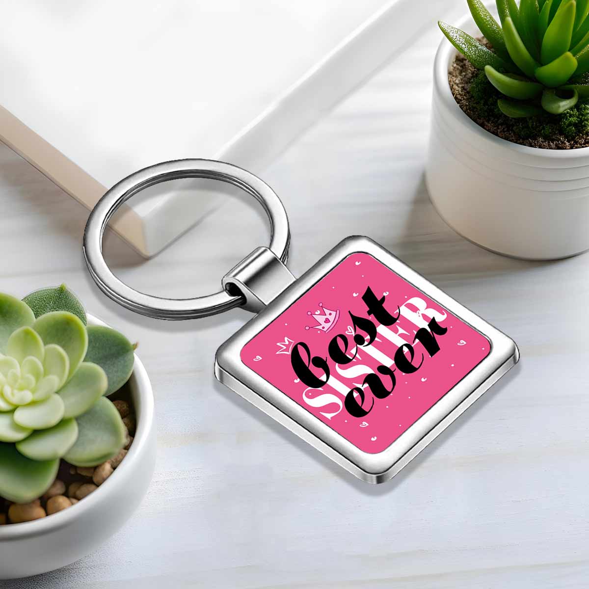 Best Ever Sister Metal Keychain