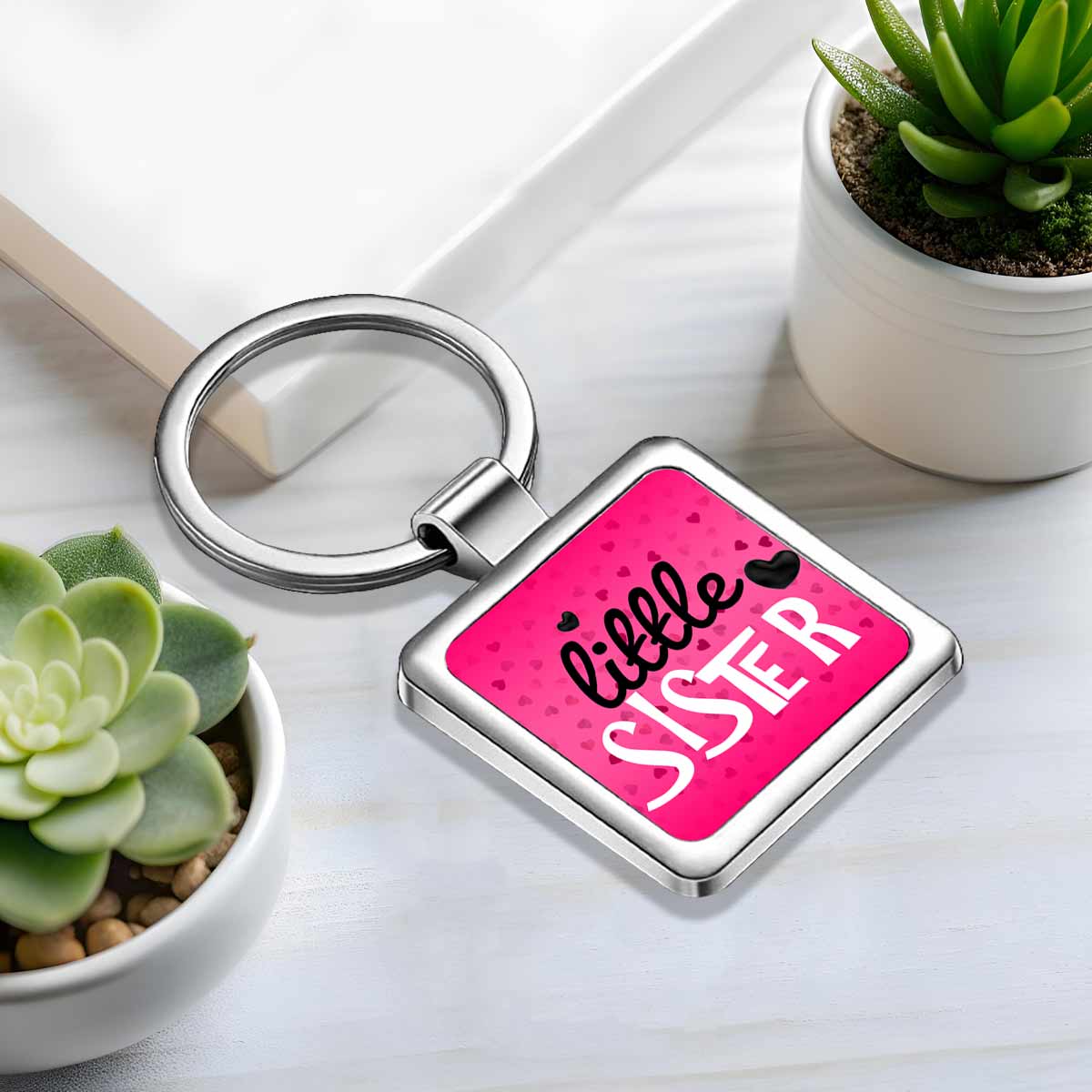 Little Sister Metal Keychain