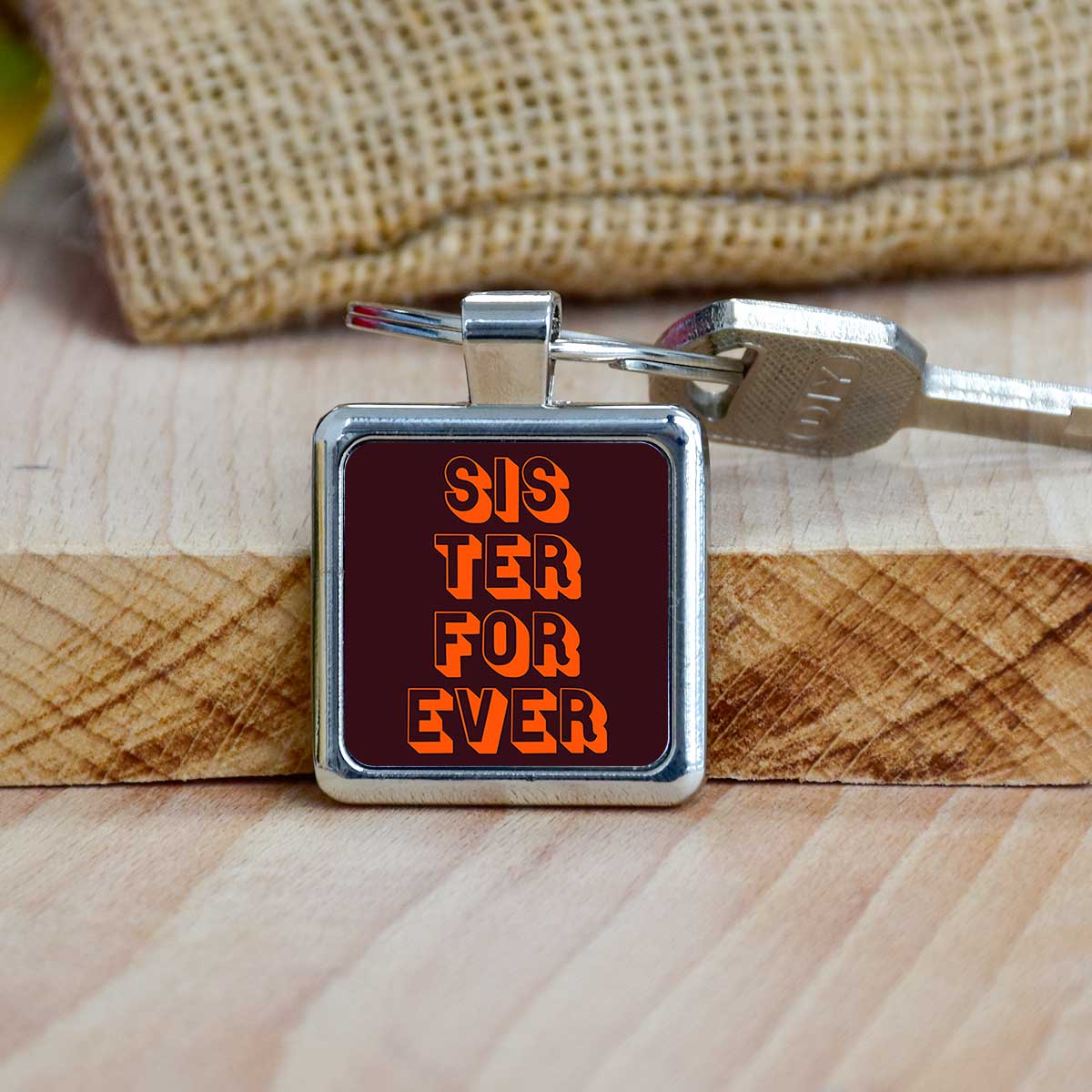 Sister Forever Metal Keychain