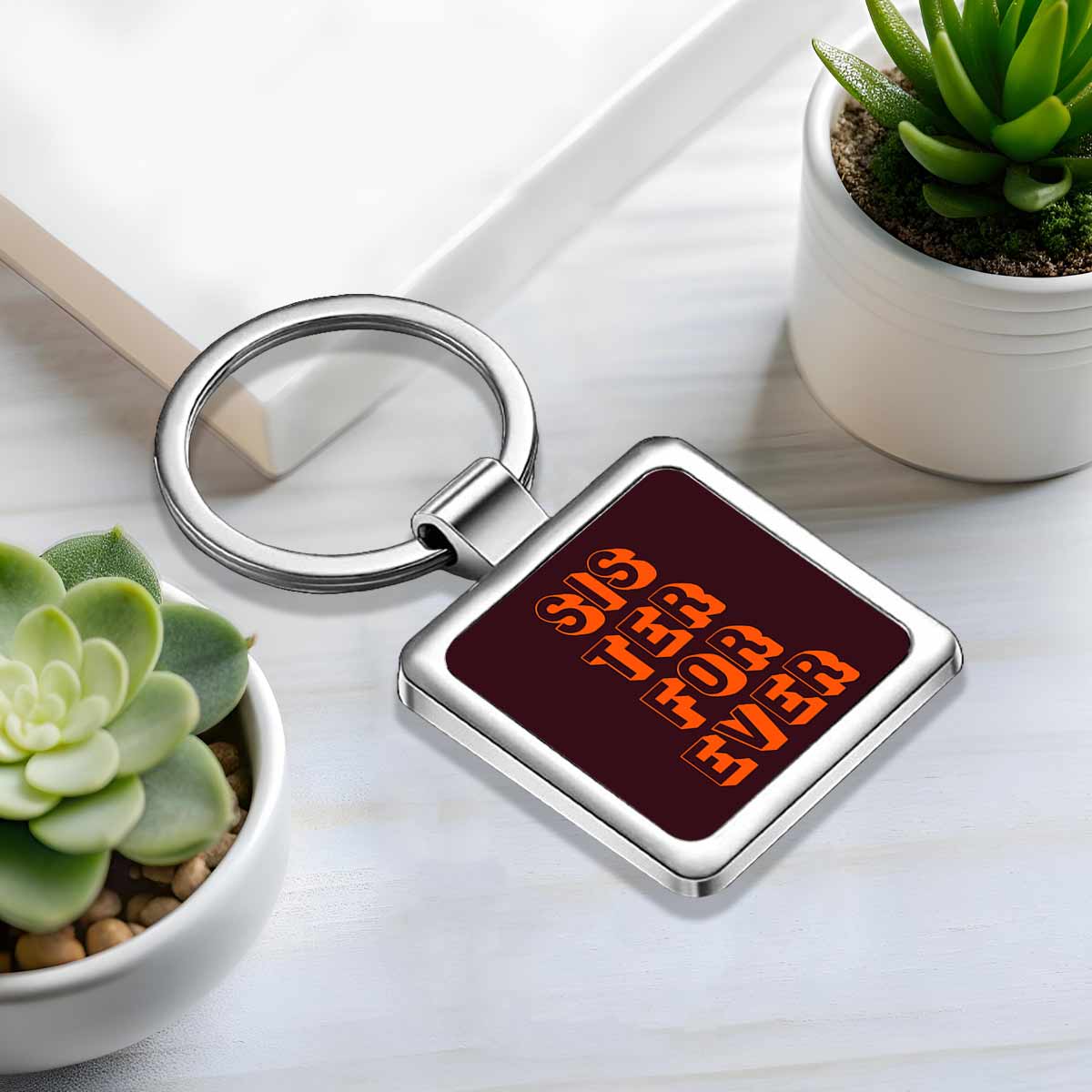 Sister Forever Metal Keychain