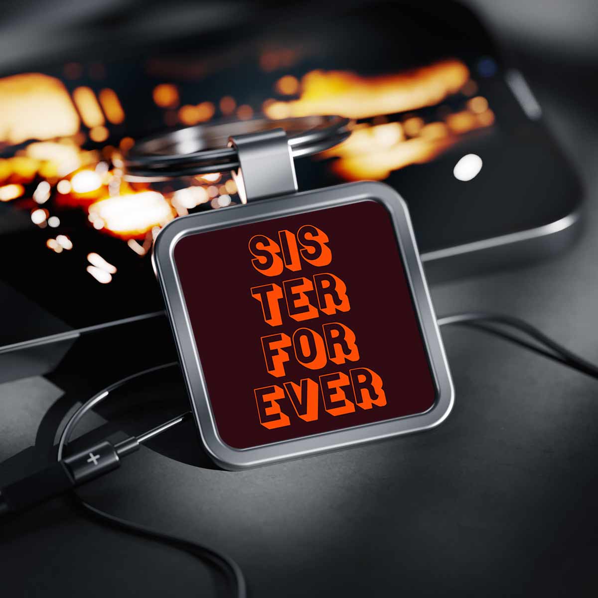 Sister Forever Metal Keychain