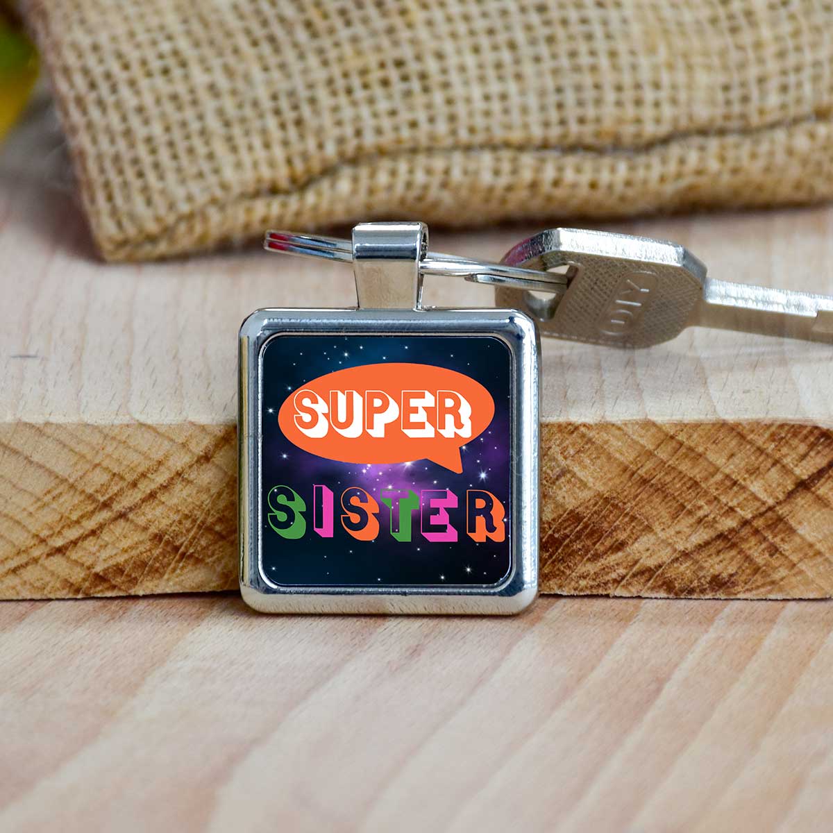 Super Sister Metal Keychain