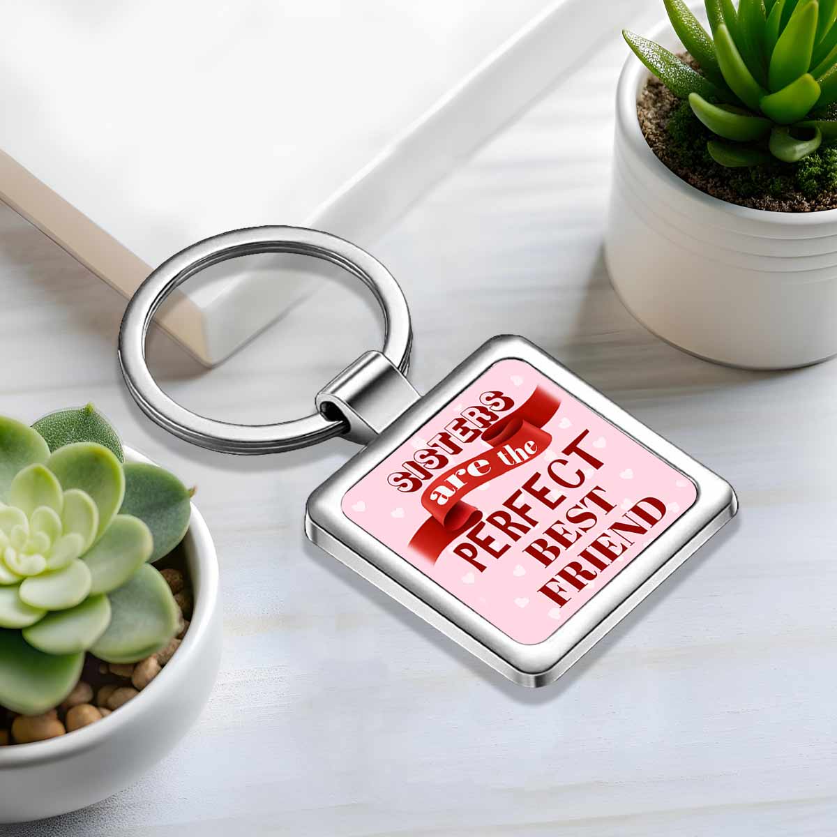 Sisters are the Perfect Best Friend Metal Keychain