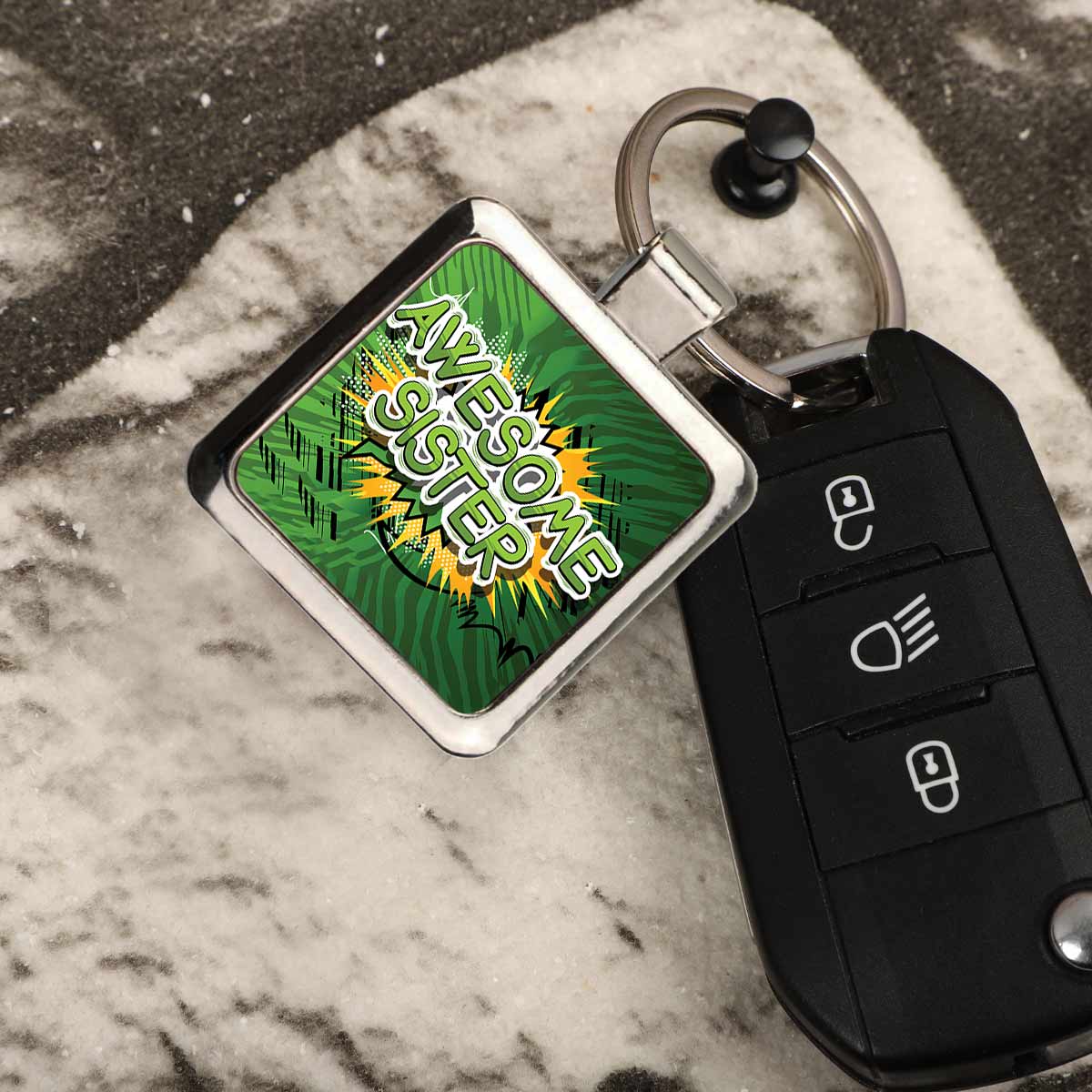 Awesome Sister Metal Keychain