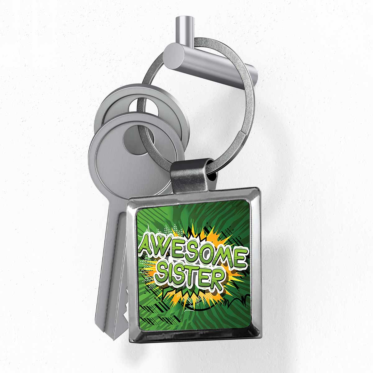 Awesome Sister Metal Keychain