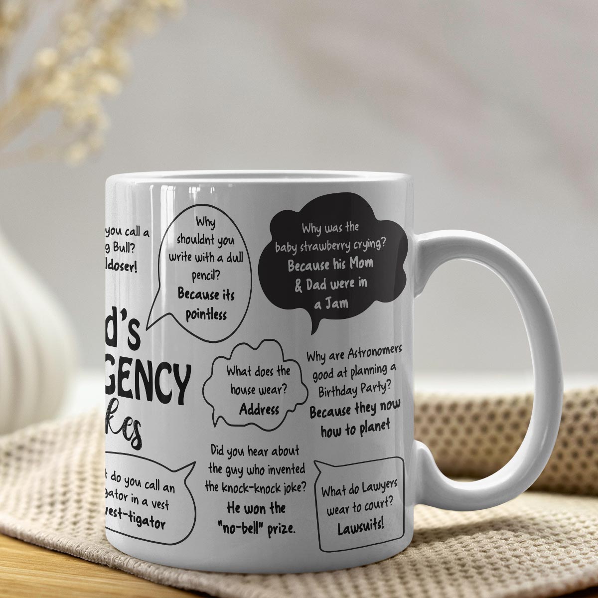 Dad's Emergency Jokes Coffee Mug Gift For Father's Day 2