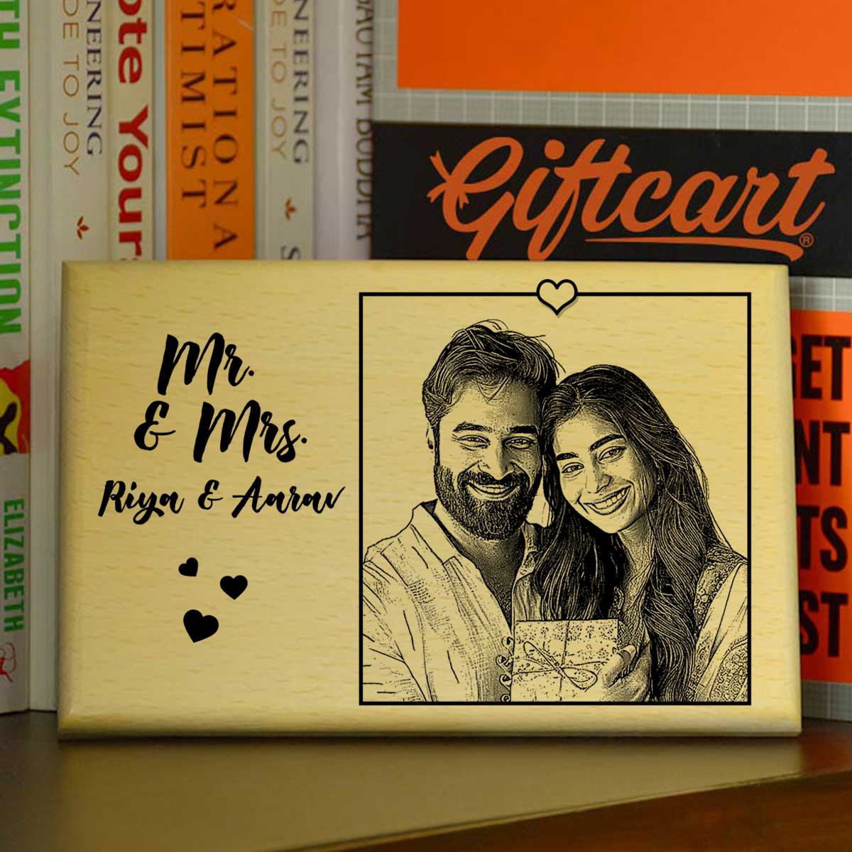 Personalised "Mr & Mrs" Wooden Engraved Photo Frame Keepsake