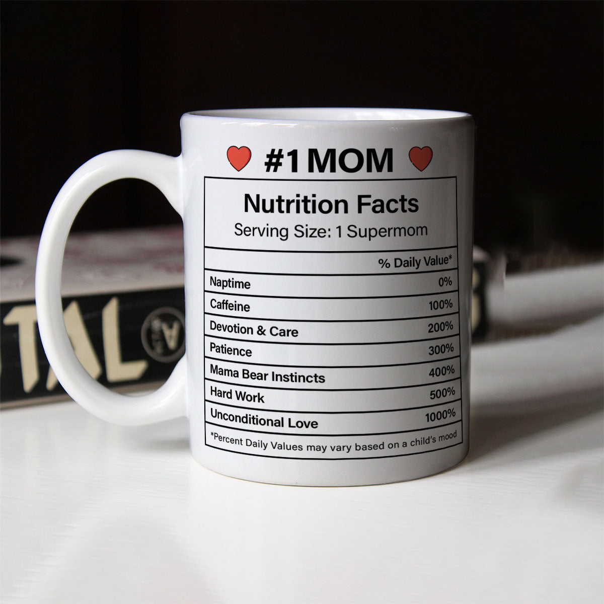 #1 Mom Nutrition Facts Coffee Mug Gift For Mom