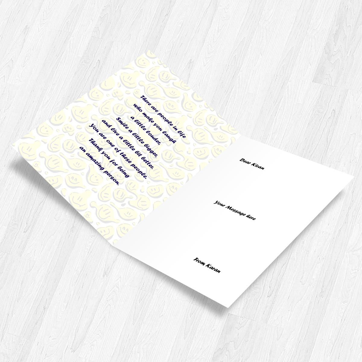 Personalised Smile Good Luck Thank You Card