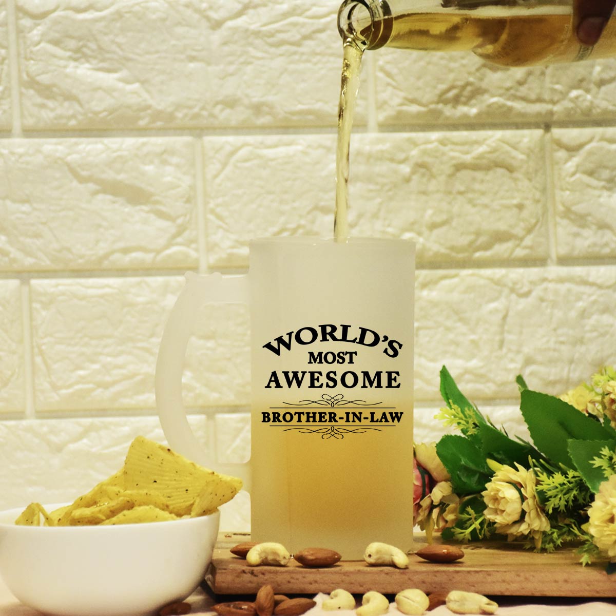 World's Most Awesome Brother In Law Frosted Beer Mug