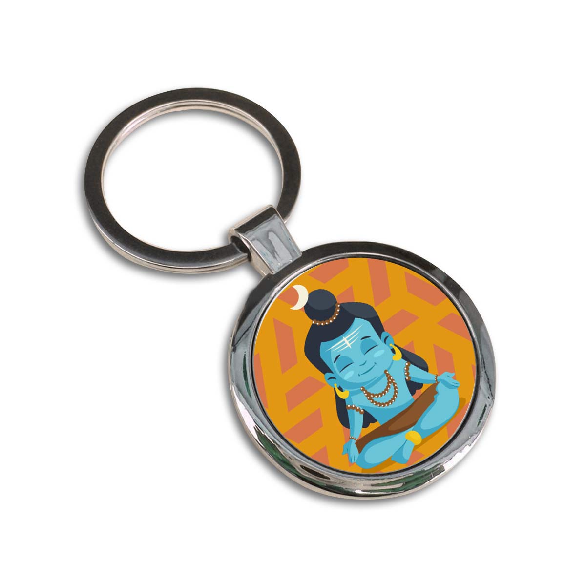 Meditating Shiva Round Metal Keychain-3
