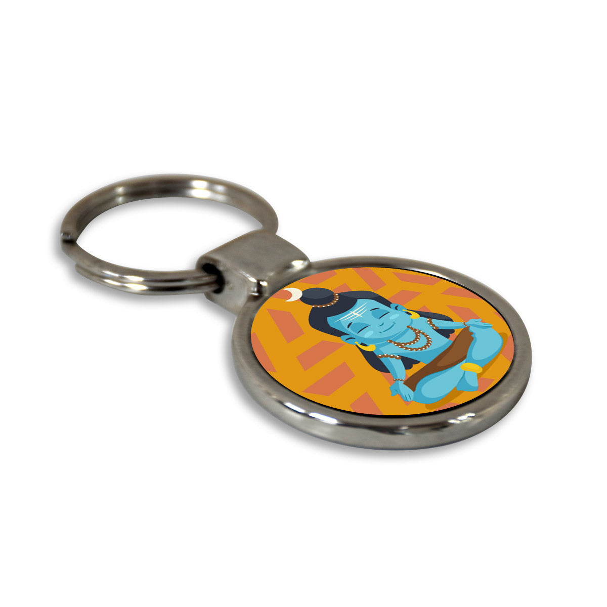 Meditating Shiva Round Metal Keychain-4