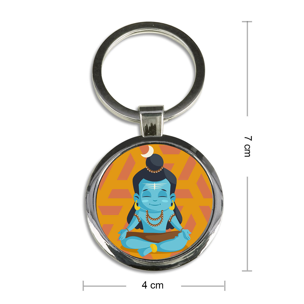 Meditating Shiva Round Metal Keychain-6