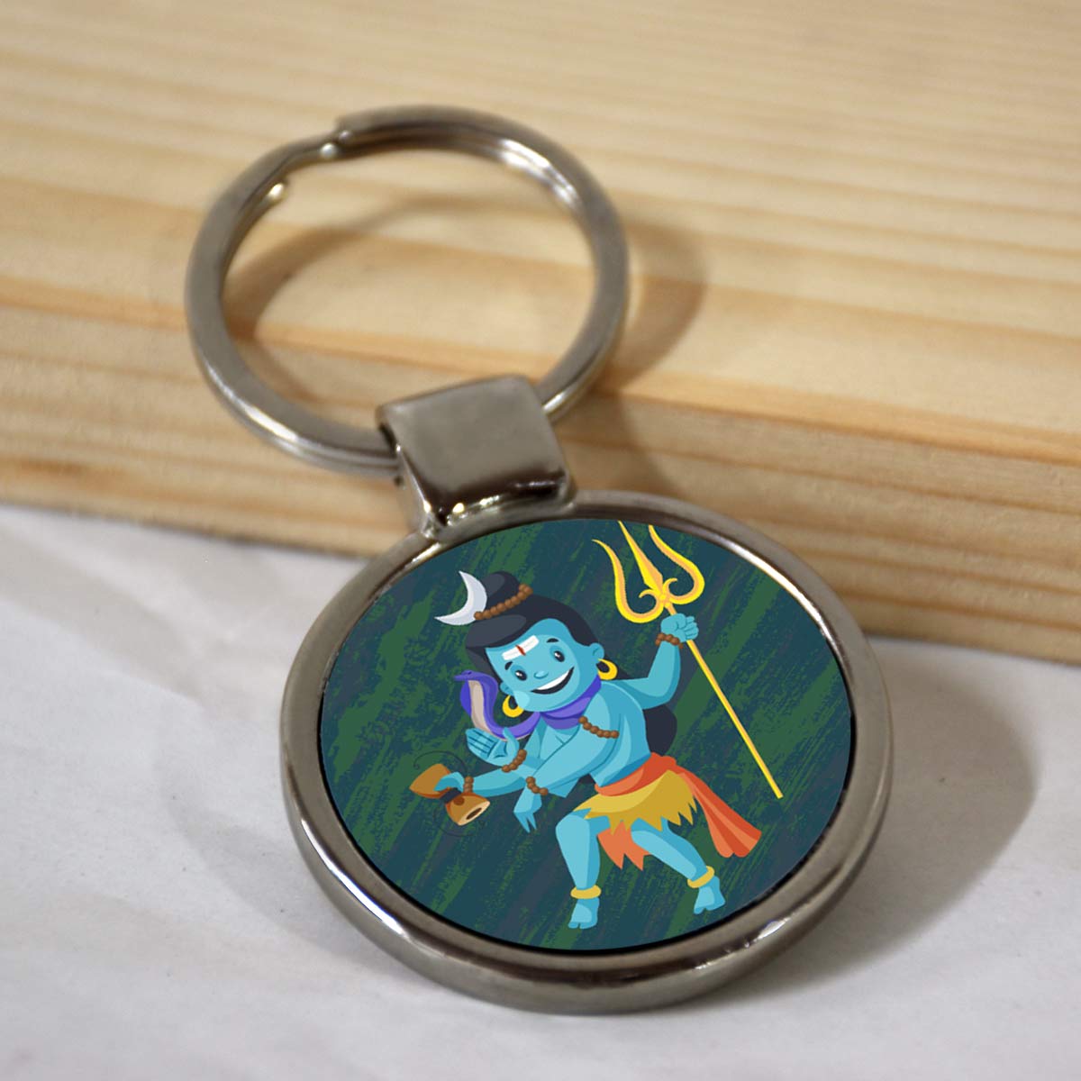Lord Shiv Ji Round Metal Keychain-1