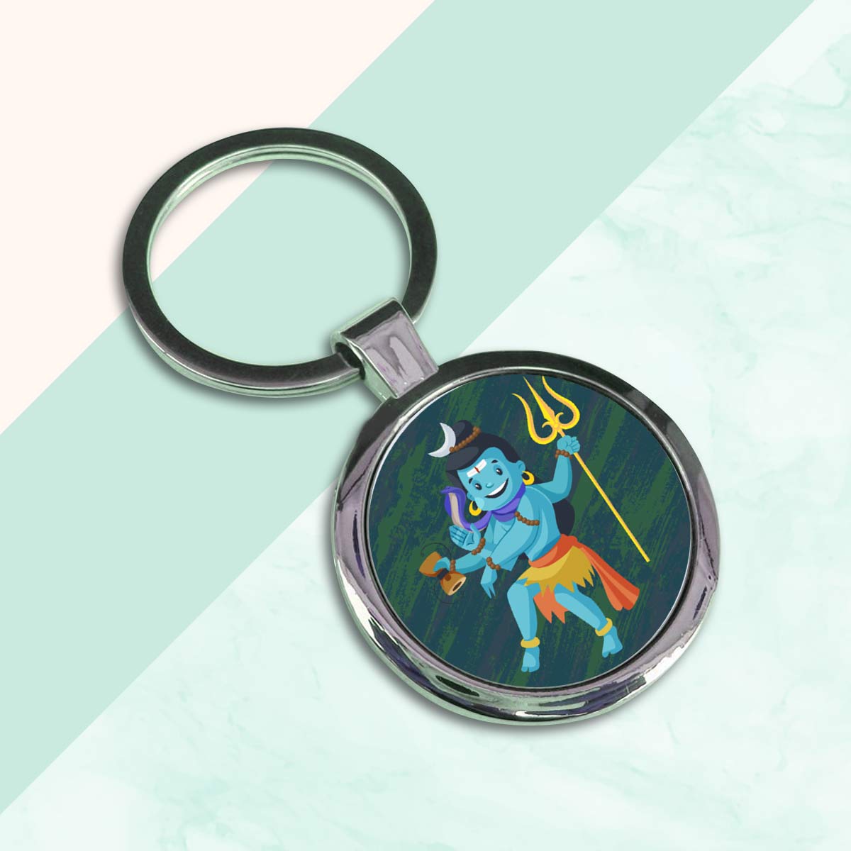 Lord Shiv Ji Round Metal Keychain-2