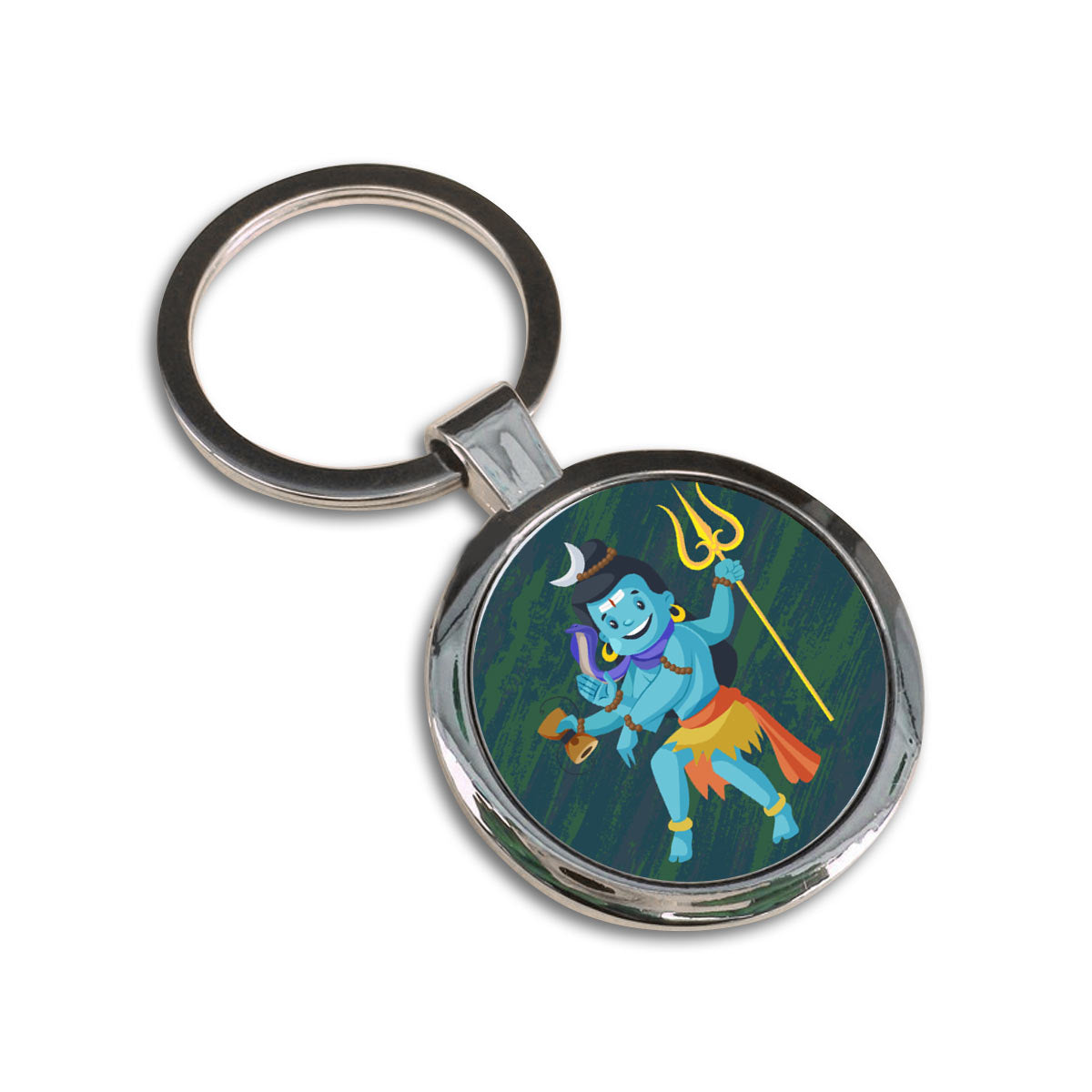 Lord Shiv Ji Round Metal Keychain-3