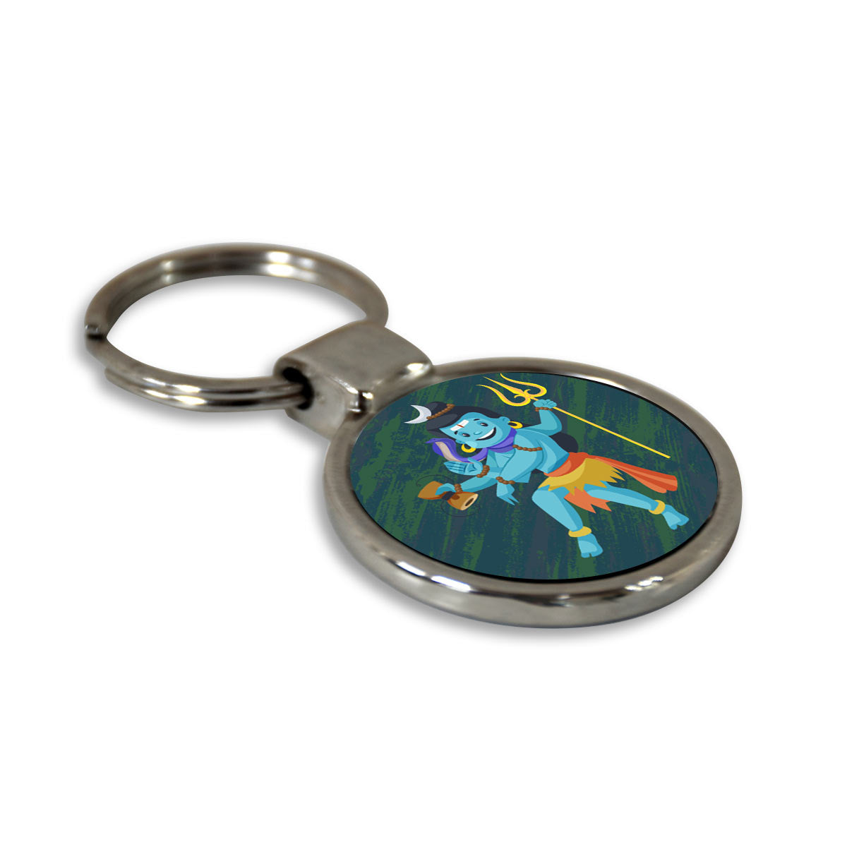 Lord Shiv Ji Round Metal Keychain-4