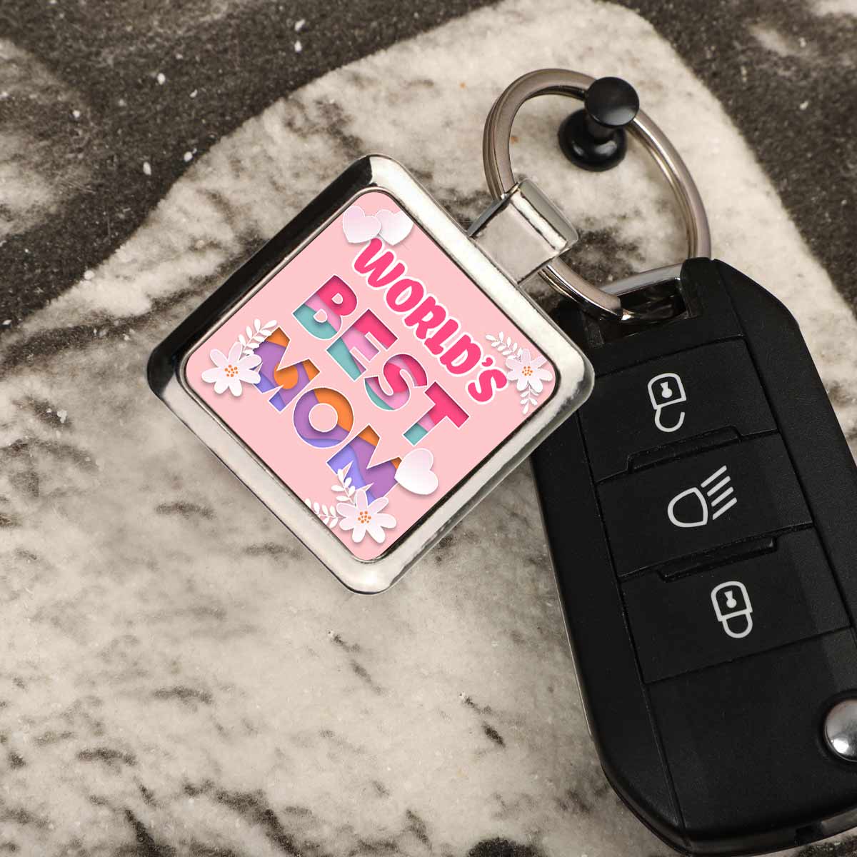 World's Best Mom Square Metal Keychain Gift For Mother's Day 5