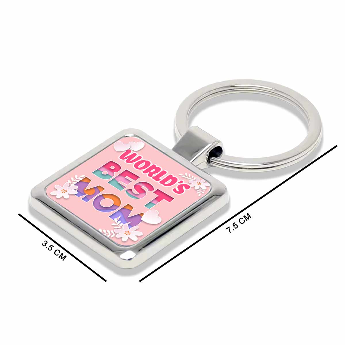 World's Best Mom Square Metal Keychain Gift For Mother's Day 4