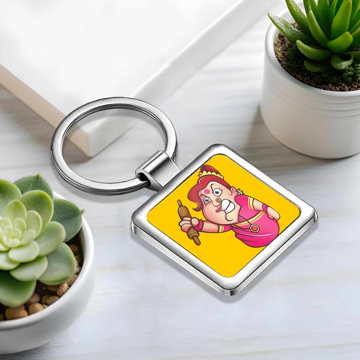Angry Mom Square Metal Keychain Gift For Mother's Day 1