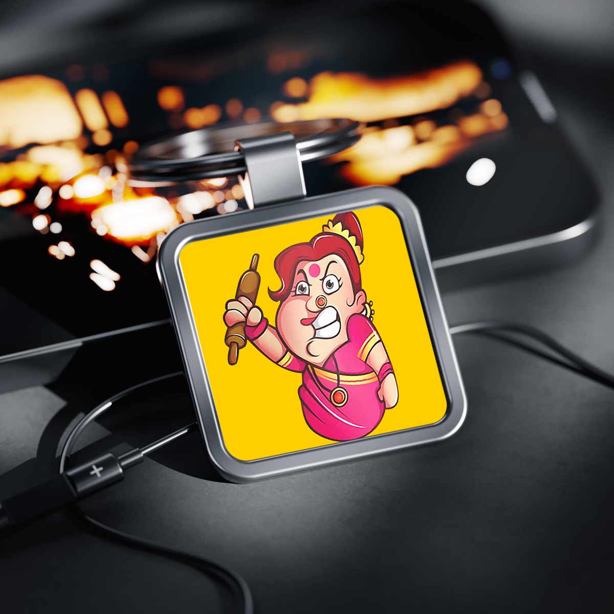 Angry Mom Square Metal Keychain Gift For Mother's Day 2