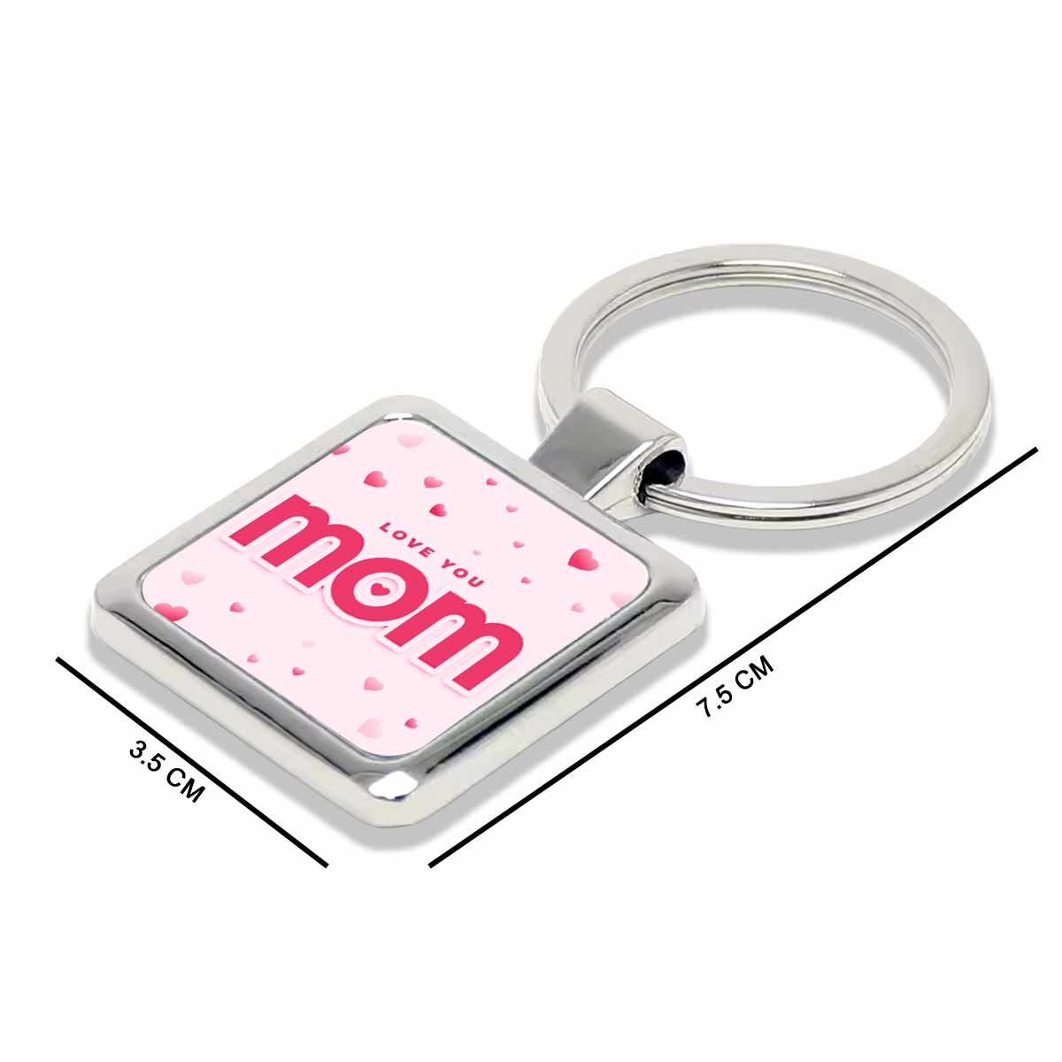 Love You Mom Square Metal Keychain Gift For Mother's Day 4