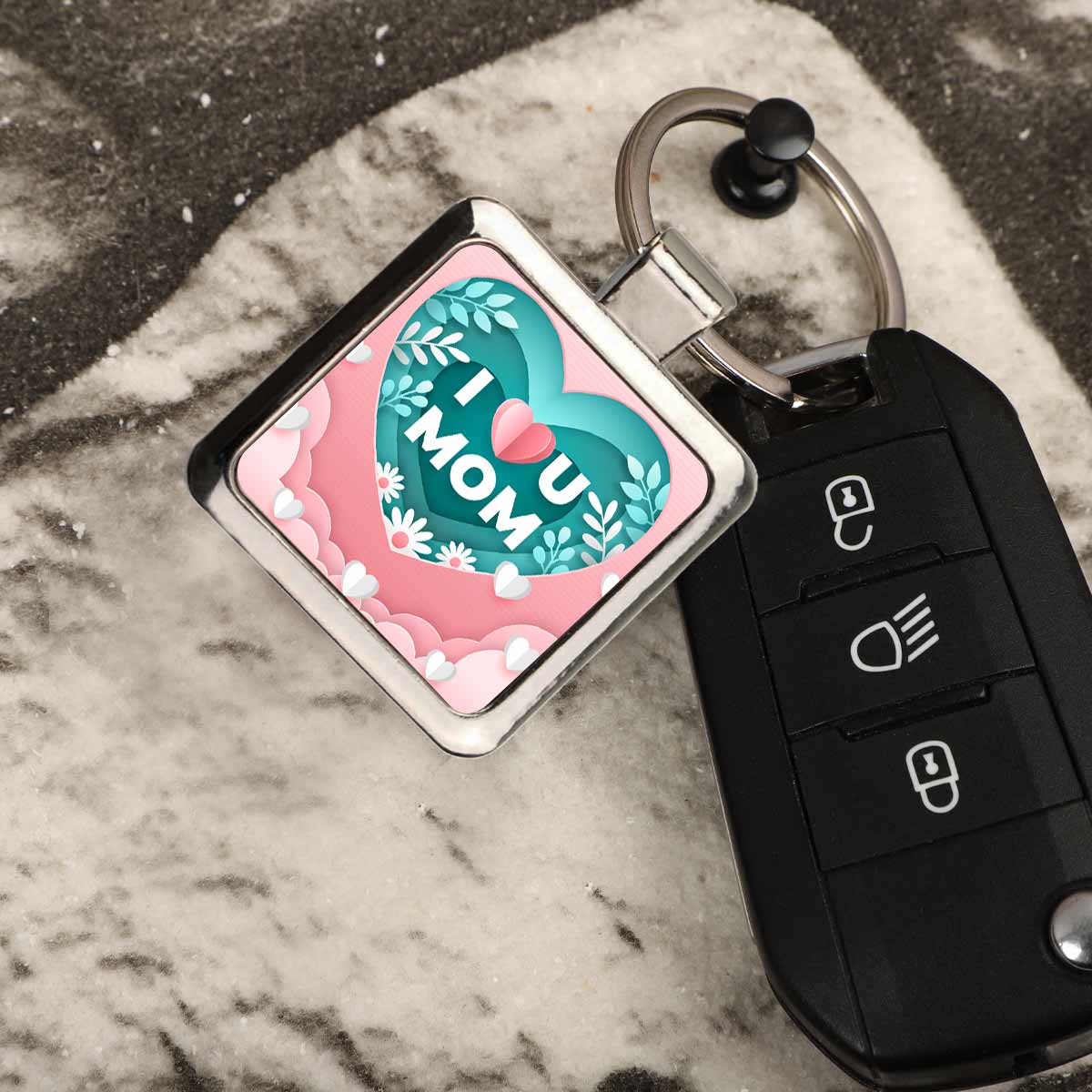 I Love U Mom Metal Keychain Gift For Mother's Day 5