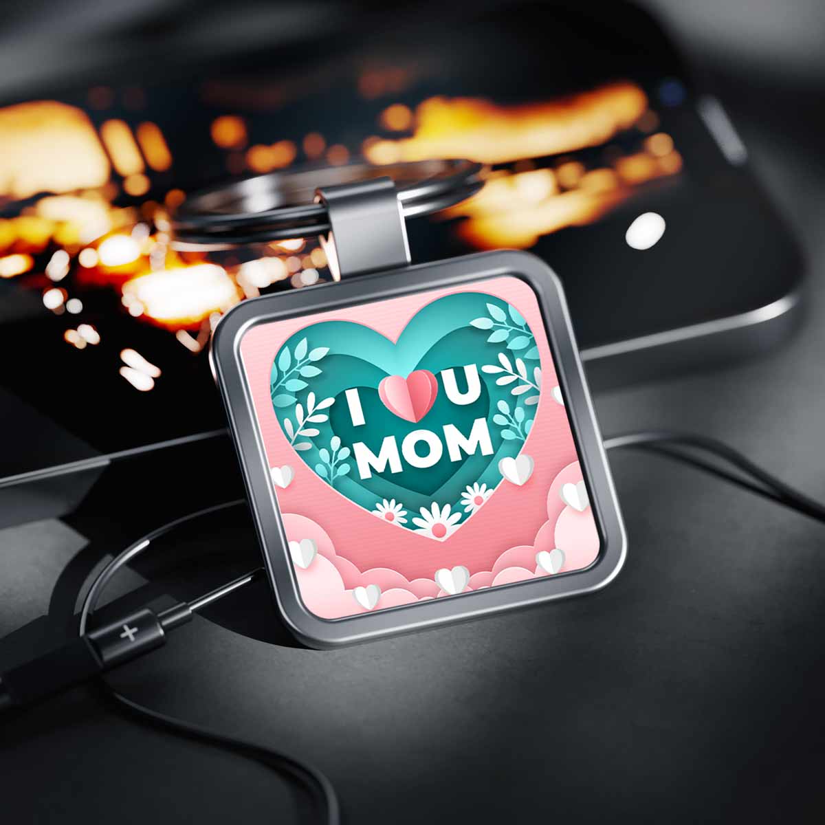 I Love U Mom Metal Keychain Gift For Mother's Day 2