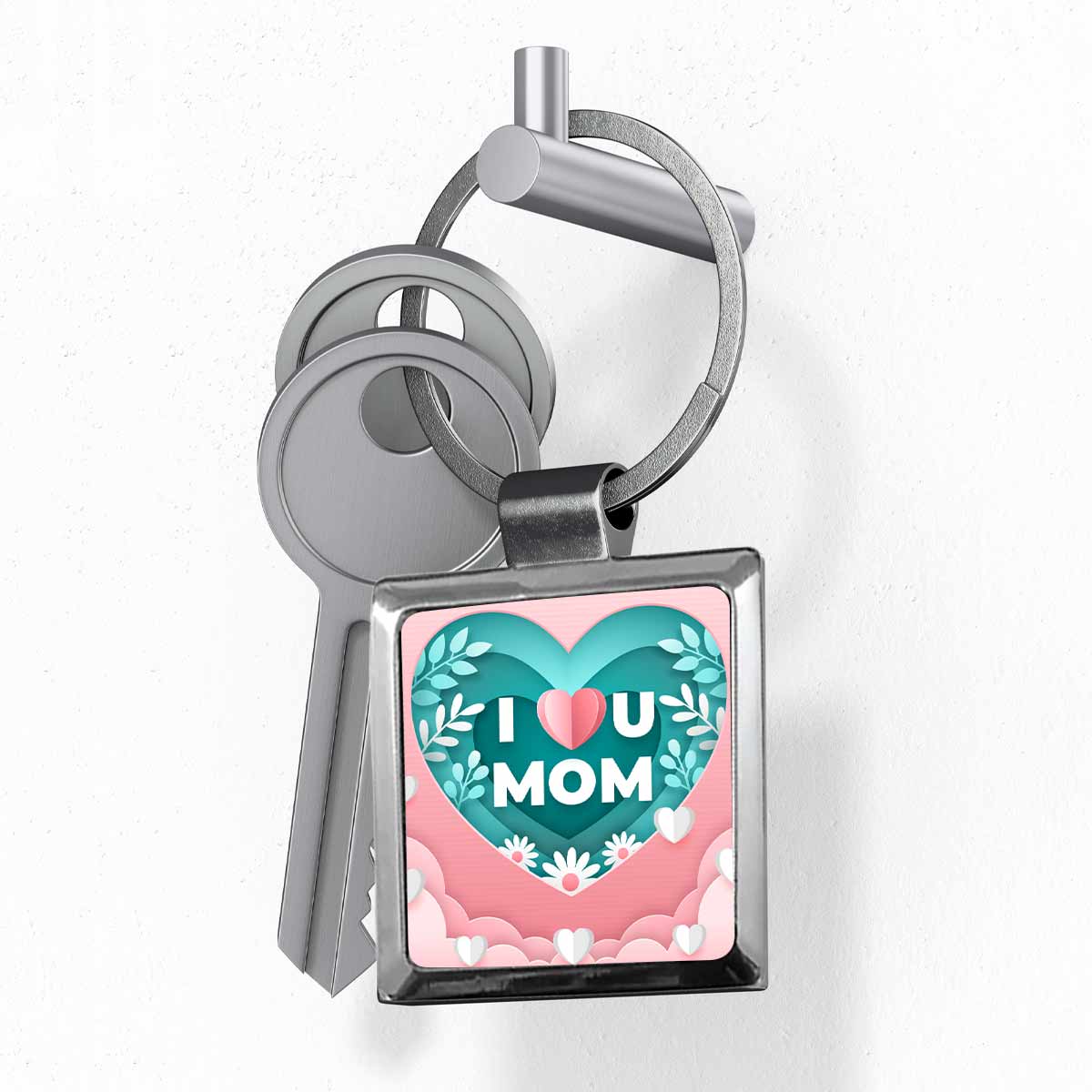 I Love U Mom Metal Keychain Gift For Mother's Day 3
