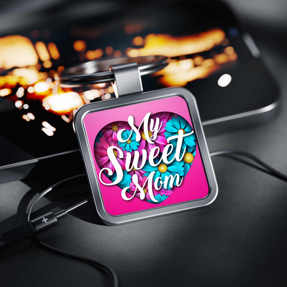 My Sweet Mom Square Metal Keychain Gift For Mother's Day 2
