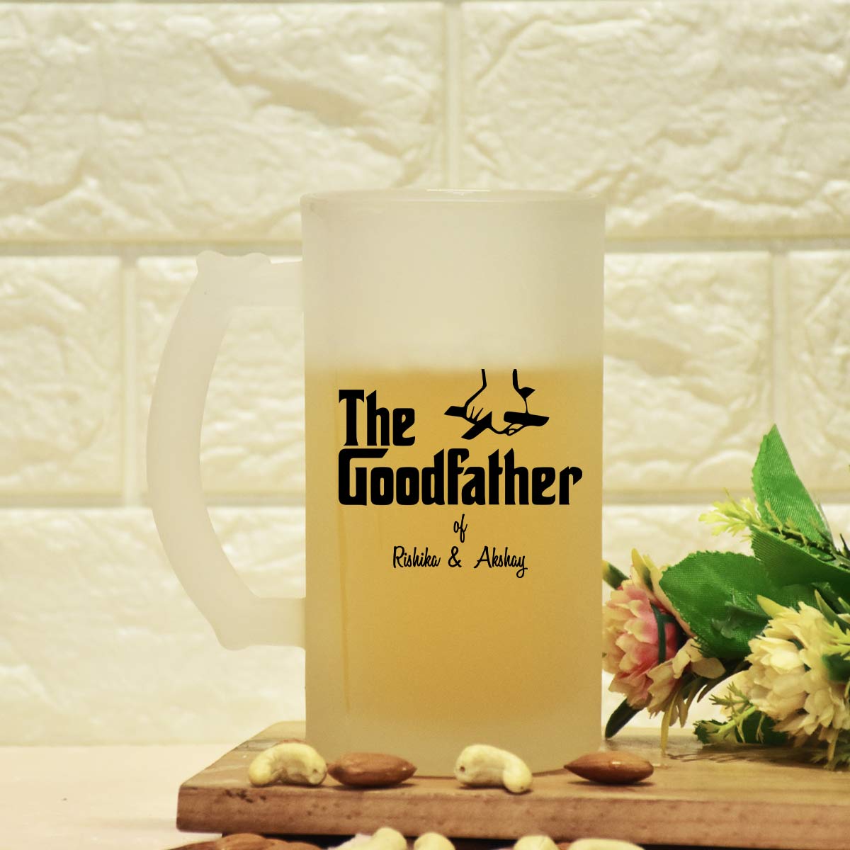 Customized The Goodfather Transparent Beer Mug For Dad