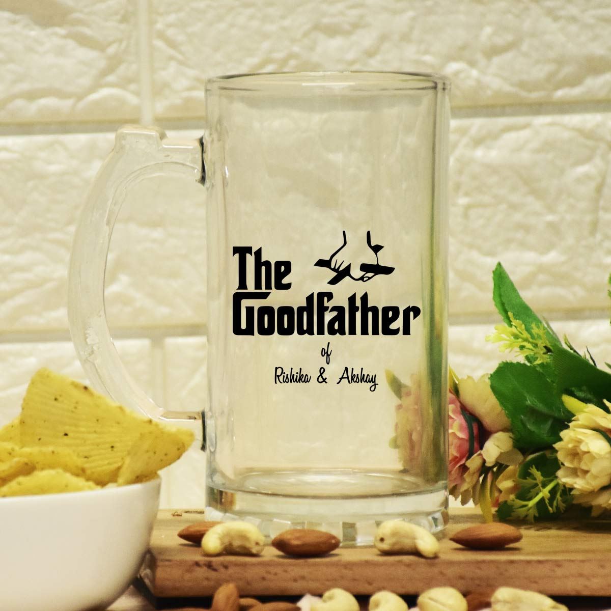 Customized The Goodfather Transparent Beer Mug For Dad