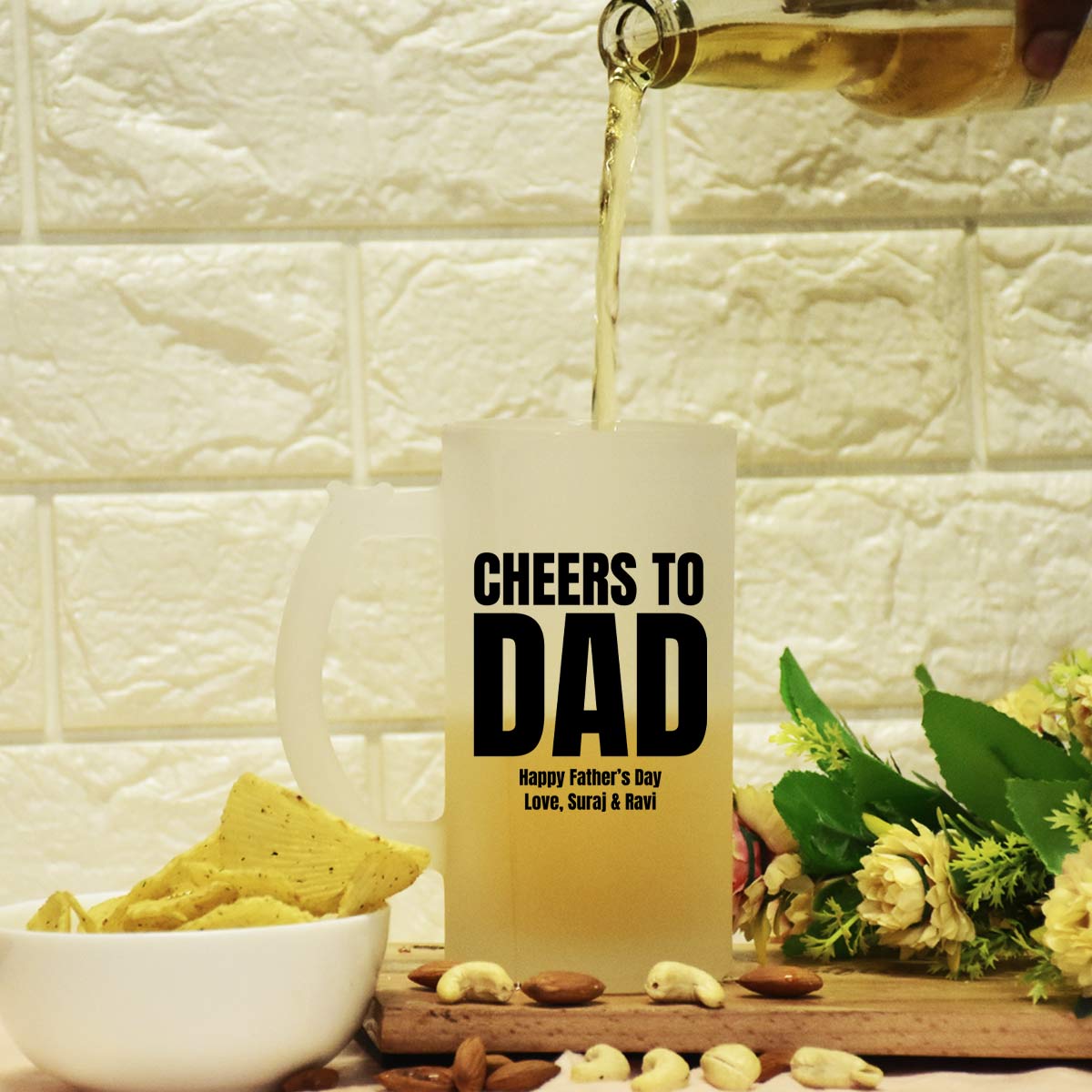 Customized Cheers to Dad Transparent Beer Mug For Father's Day