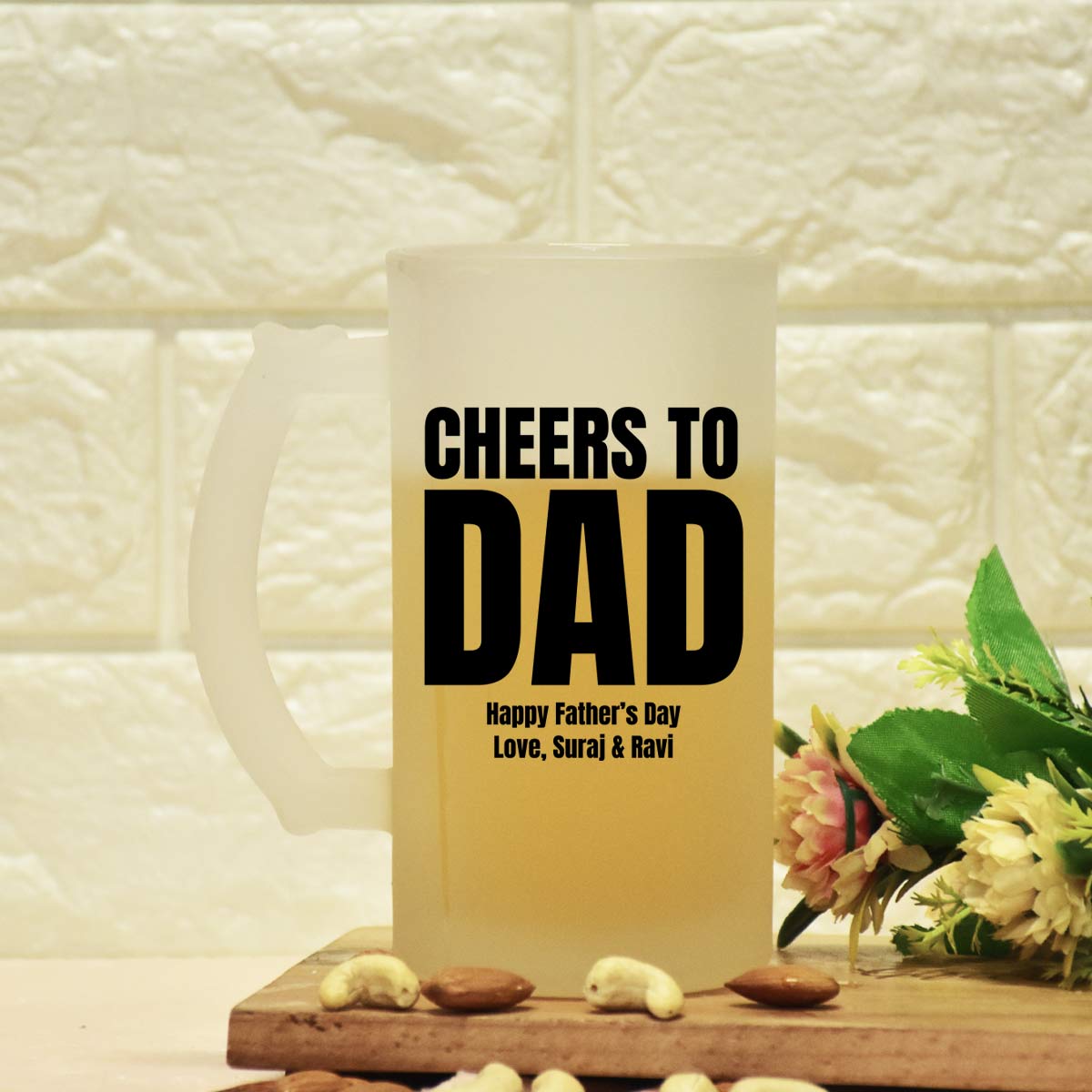 Customized Cheers to Dad Transparent Beer Mug For Father's Day