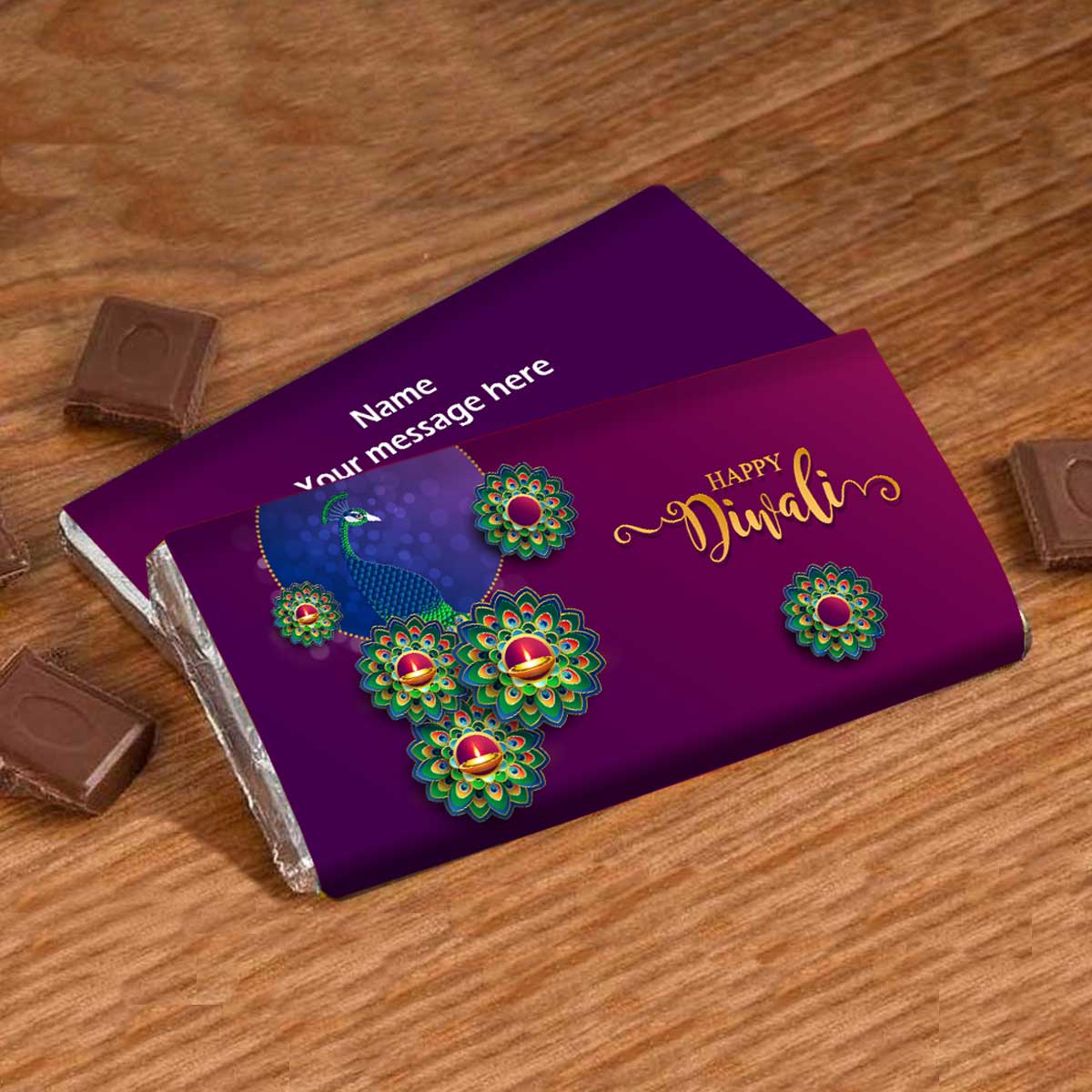 Personalised Happy Diwali - Diya-licious Choco Bar-1