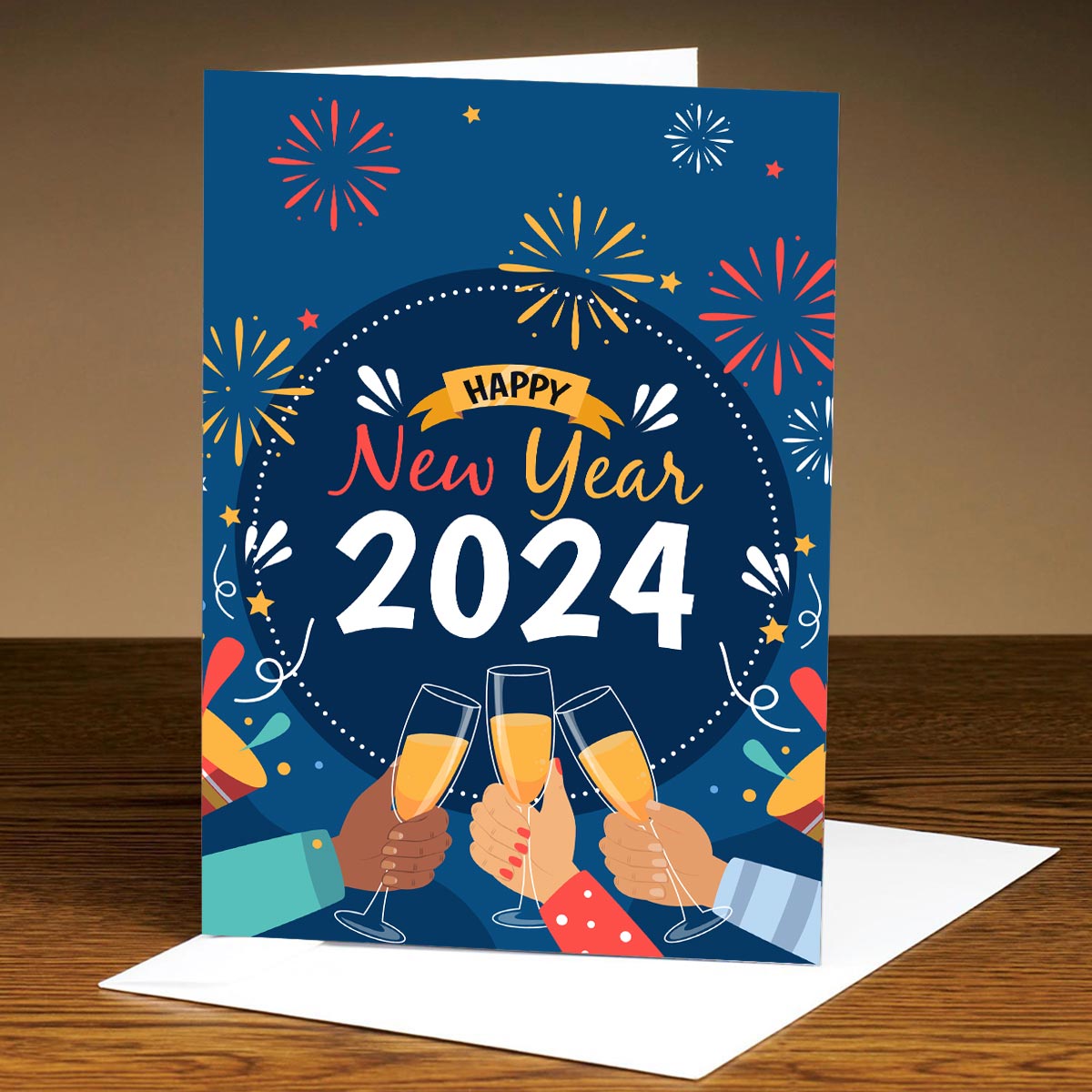 Cheers to New Year 2024 Greeting Card