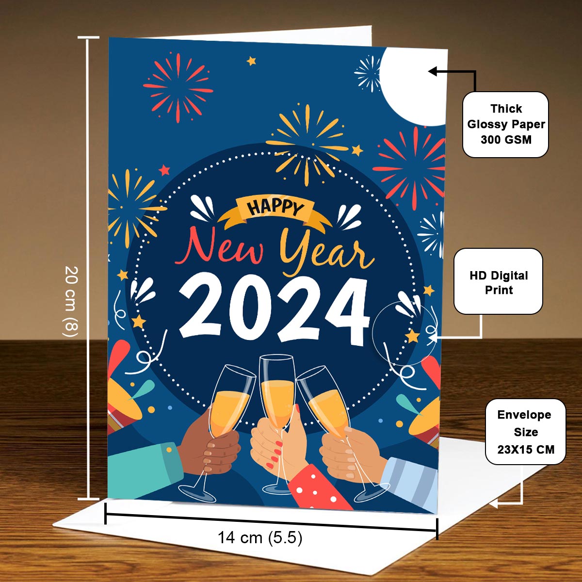 Cheers to New Year 2024 Greeting Card