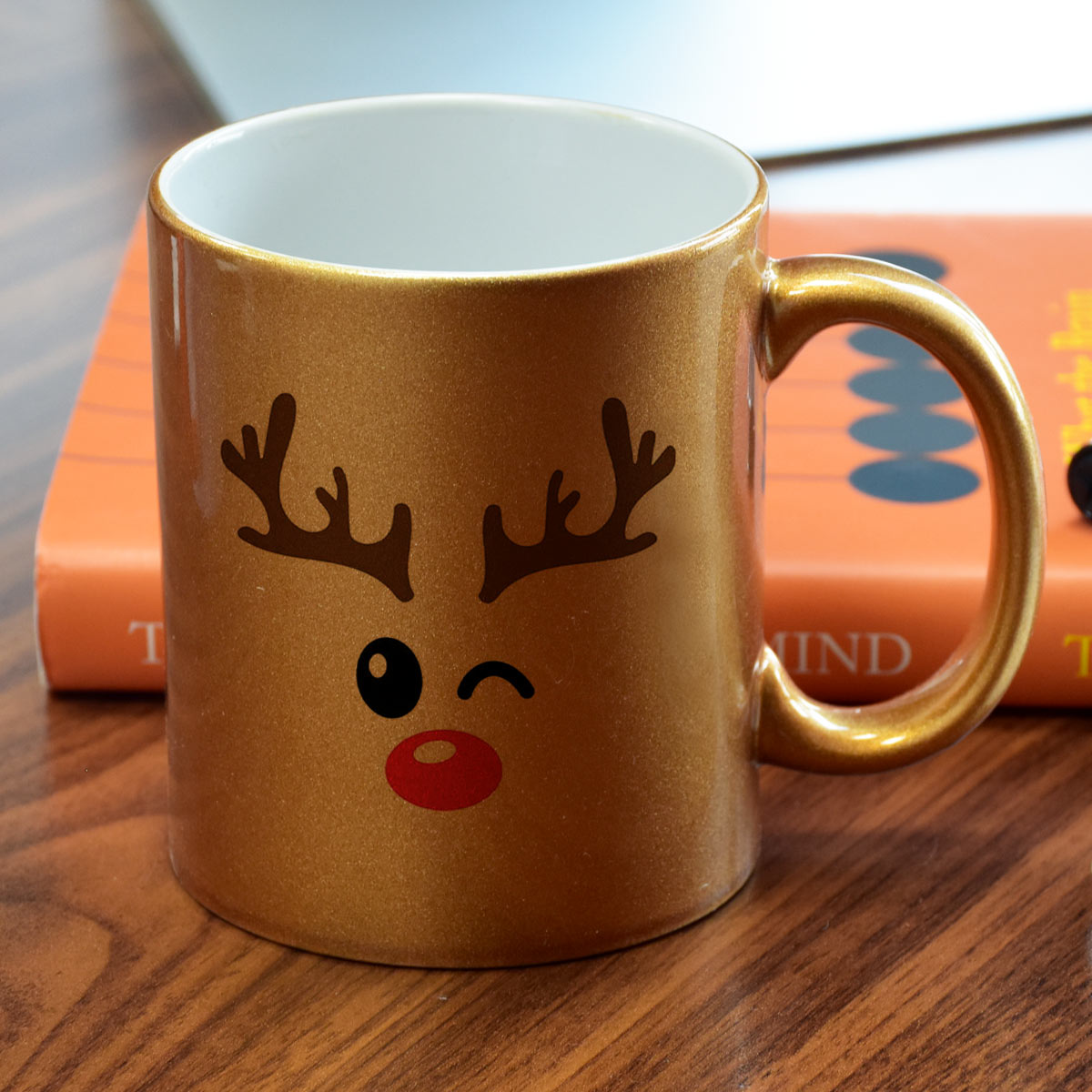 Christmas Reindeer Ceramic Golden Mug