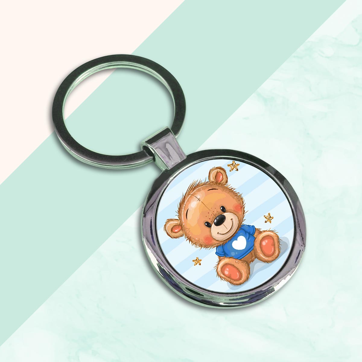 Teddy Day Special Round Metal Keychain-4