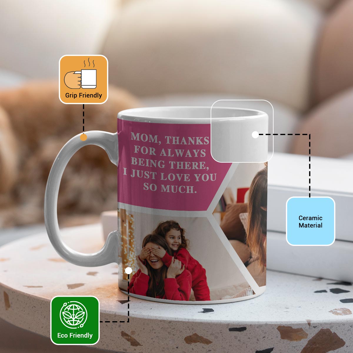 Personalised Love You Mom Photo With Name Coffee Mug Gift For Mother's Day-5