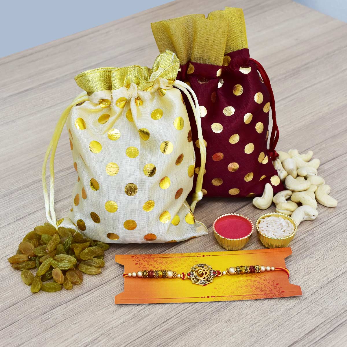 Rakhi & Nuts Gift Hamper For Raksha Bandhan