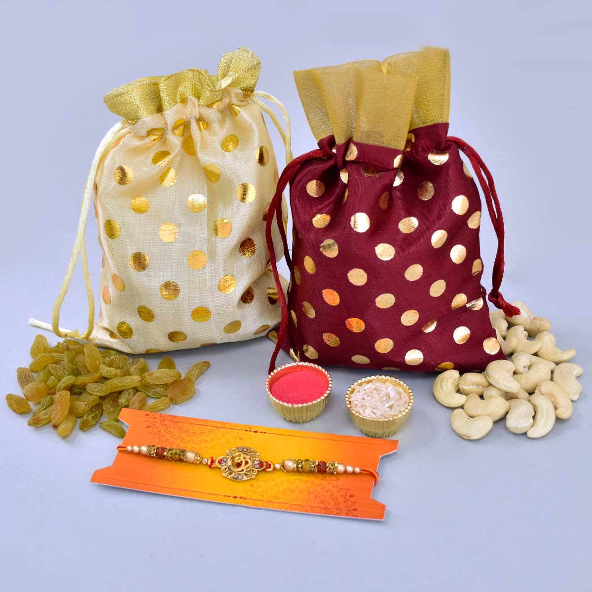 Rakhi & Nuts Gift Hamper For Raksha Bandhan