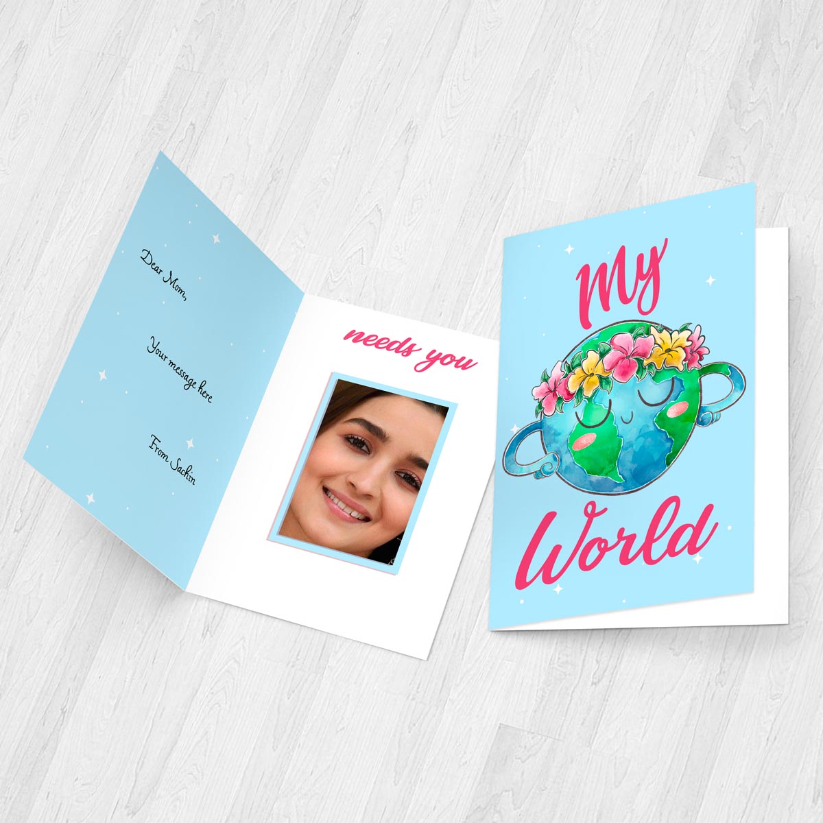 Customized My World Mirror Greeting Card Gift For Mom 2